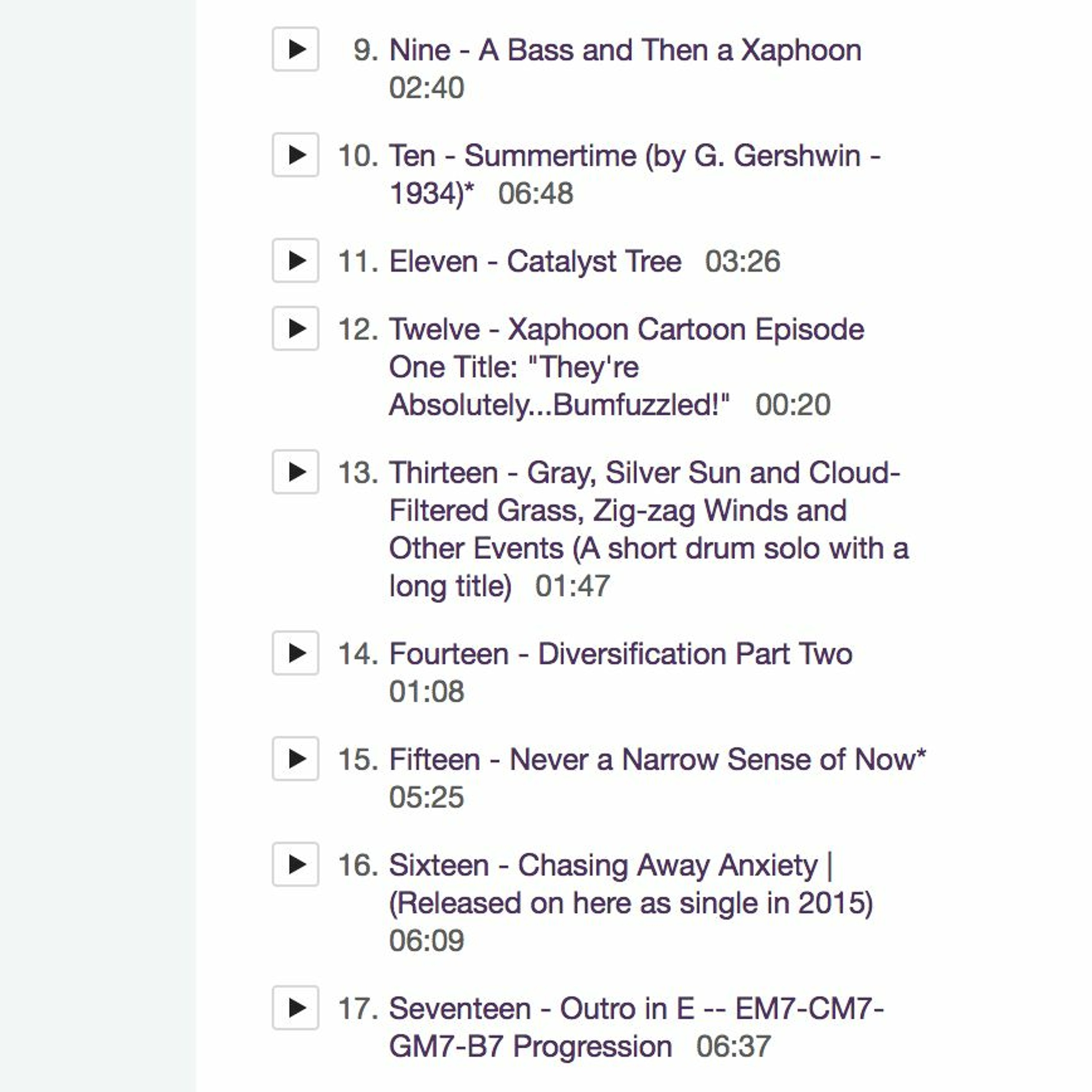 Jazz Volume 3 Sampler Track Two [Tracks 9 - 17]