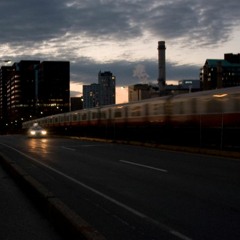 crossing the longfellow bridge on a winter night