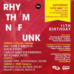 Rhythm n Funk 11th Birthday @ Nuvo Lounge    13th May 2017- Promo CD Mixed By Carlos Aries