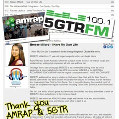 BREEZE Millard "I HAVE MY OWN LIFE" Debuts at No 8 Amrap Charts