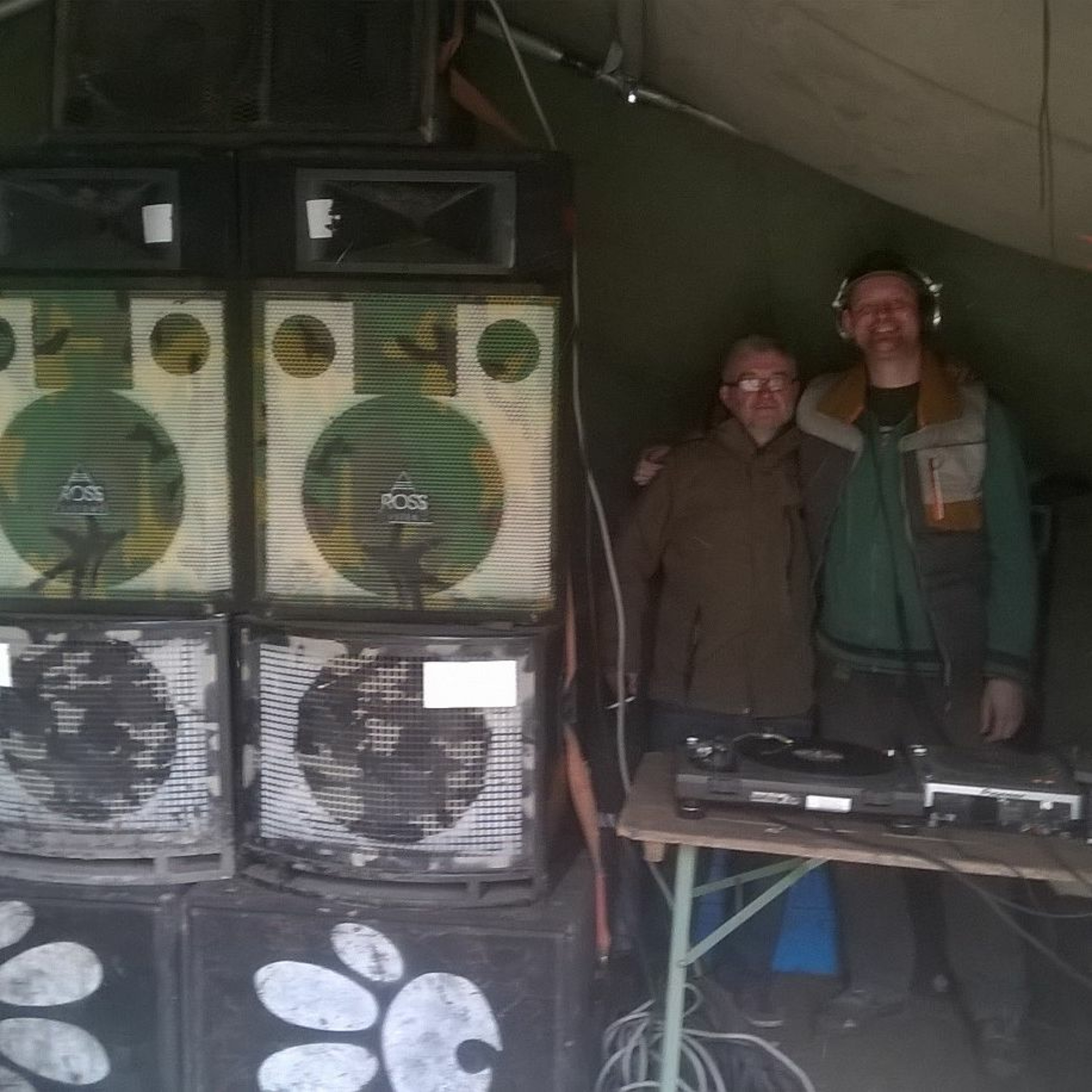 Cousin Ev and Andy Lyon.Camouflaged Foghorn Disco free party brick yard lane.29.04.2017 episode artwork