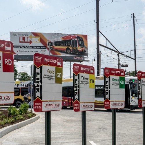 Stream Maryland Transit Times New BaltimoreLink Bus Stop Signs by MTA