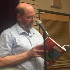 Gordy Palzer reading The Bus That Was a Time Capsule on p. 50 at Golden Thyme Coffee Shop