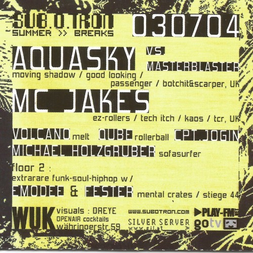 Brent Aquasky & MC Jakes D&B Live Set - Vienna 03.07.04 *free download*