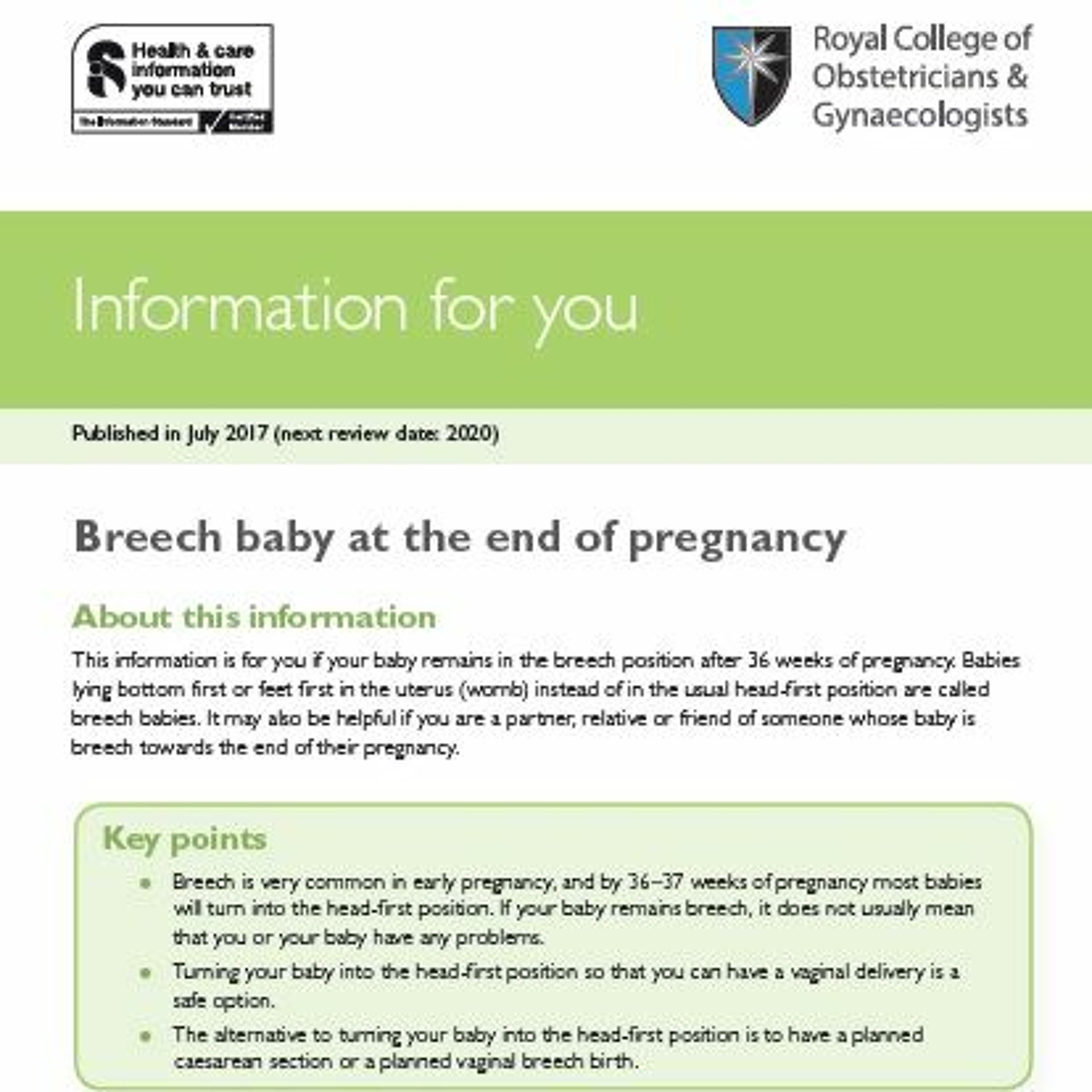 Breech baby at the end of pregnancy