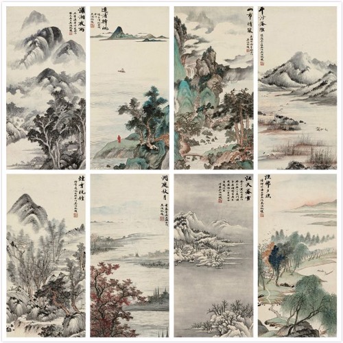潇湘八景図巻 Eight Views of the Xiao and Xiang Rivers】江戸