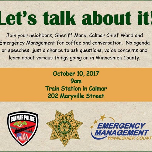 Let's Talk about it! Session Oct 10th, 9am at the Train Station