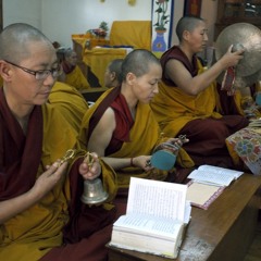 Tibetan Buddhist nuns at Dolma Ling chanting the Tara Puja