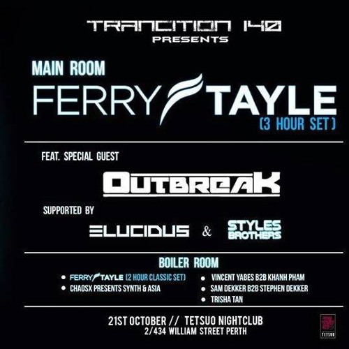 Stream Ferry Tayle Classic Hard Trance Set @Tetsuo NC Perth (21-10-2017).mp3  by Ferry Tayle | Listen online for free on SoundCloud