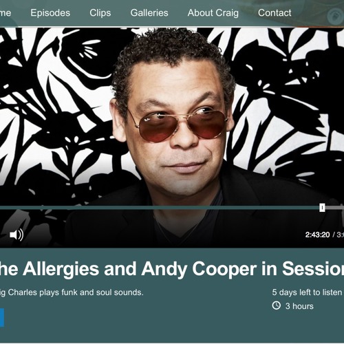 The Allergies and Andy Cooper in session on the Craig Charles Funk & Soul Show (21st october, 2017)