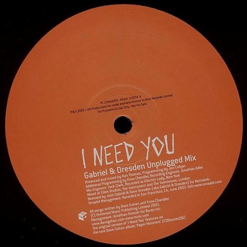 Dave Gahan - I need you (Gabriel & Dresden Unplugged Mix)