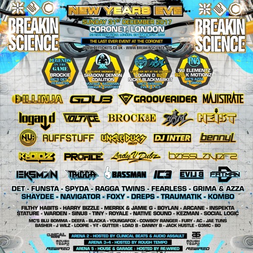 Breakin Science NYE 2017-18 : Sun 31 Dec @ Coronet London