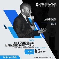 Abuti Rams speaking to Ashraf Garda on SA FM about Abuti Rams Consultancy (ARC)