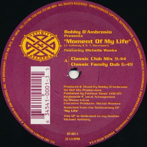 3 Bobby D'Ambrosio Feat Michelle Weeks - The Day (Classic Club Mix)
