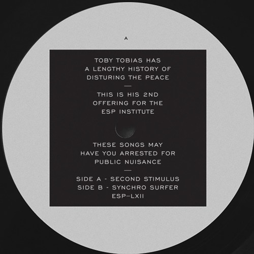 [ESP062] TOBY TOBIAS - Second Stimulus b/w Synchro Surfer - 12" Vinyl/Digial