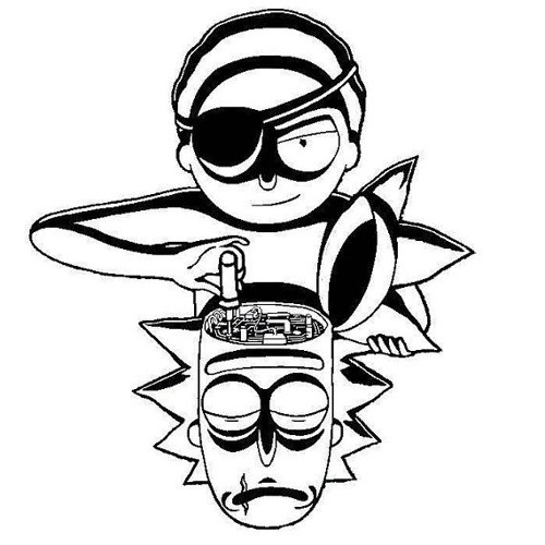 Эскиз тату рик и морти чб