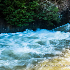 mohican state park,morning glory spillway,crossfade to water discharge through dam