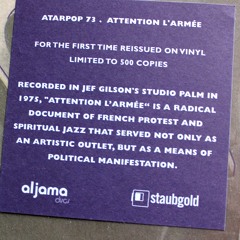 Réédition du vinyle "Attention l'Armée" classique méconnu du freejazz français |STARTING BLOCK