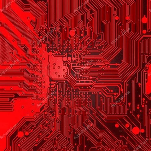 электроника красная плата. светящиеся линии. фон для компьютера. микросхемы. Red electronic.