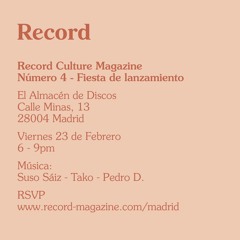 Pedro Díaz - Record Culture Magazine Launch Party