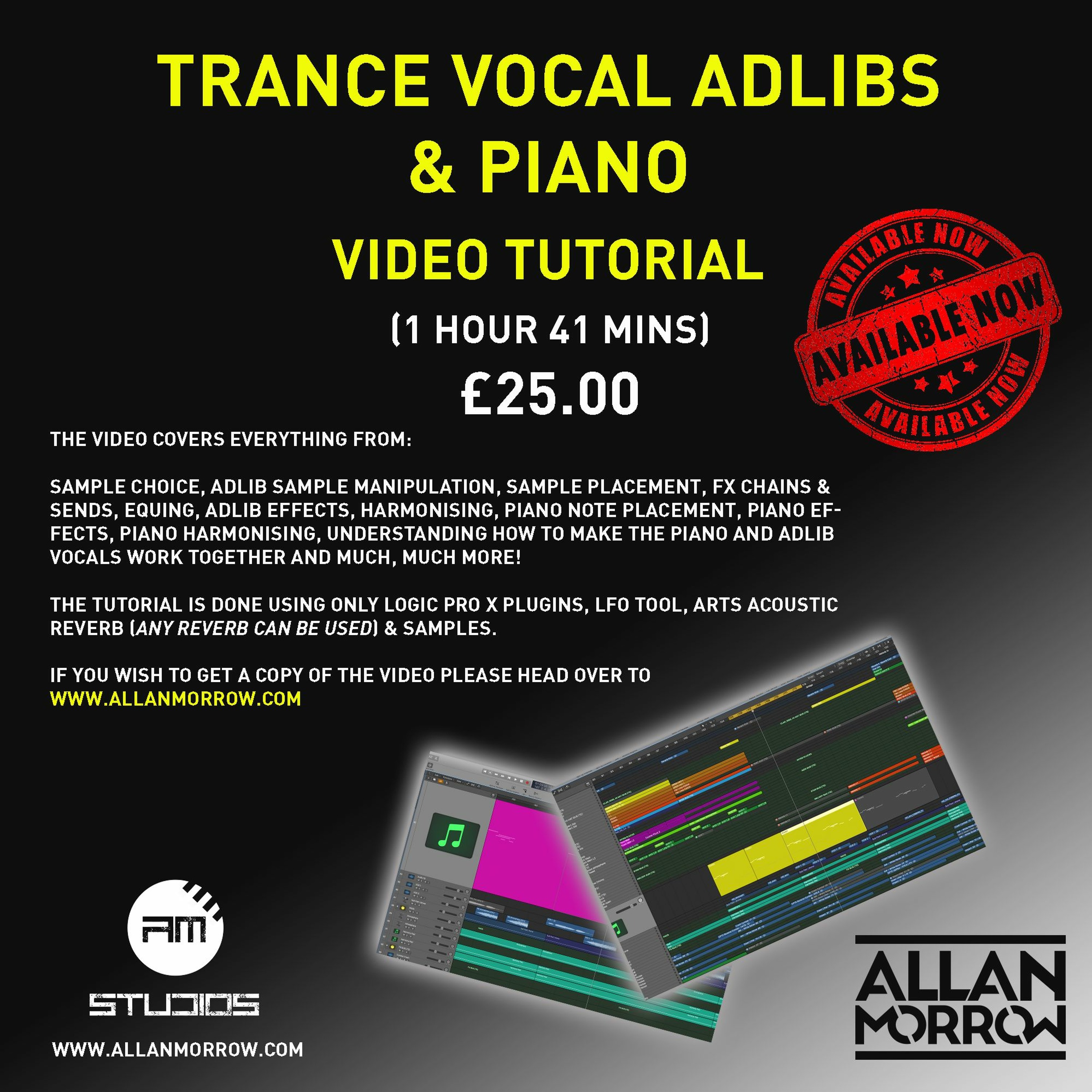 Allan Morrow / AM Studios - Trance Vocal Adlibs & Piano Video Tutorial (Audio Sample) episode artwork