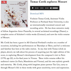 Interview about Mozart Violin Sonatas Recording