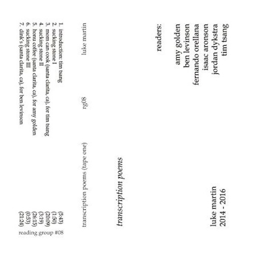 Luke Martin, "Transcription Poems" excerpt