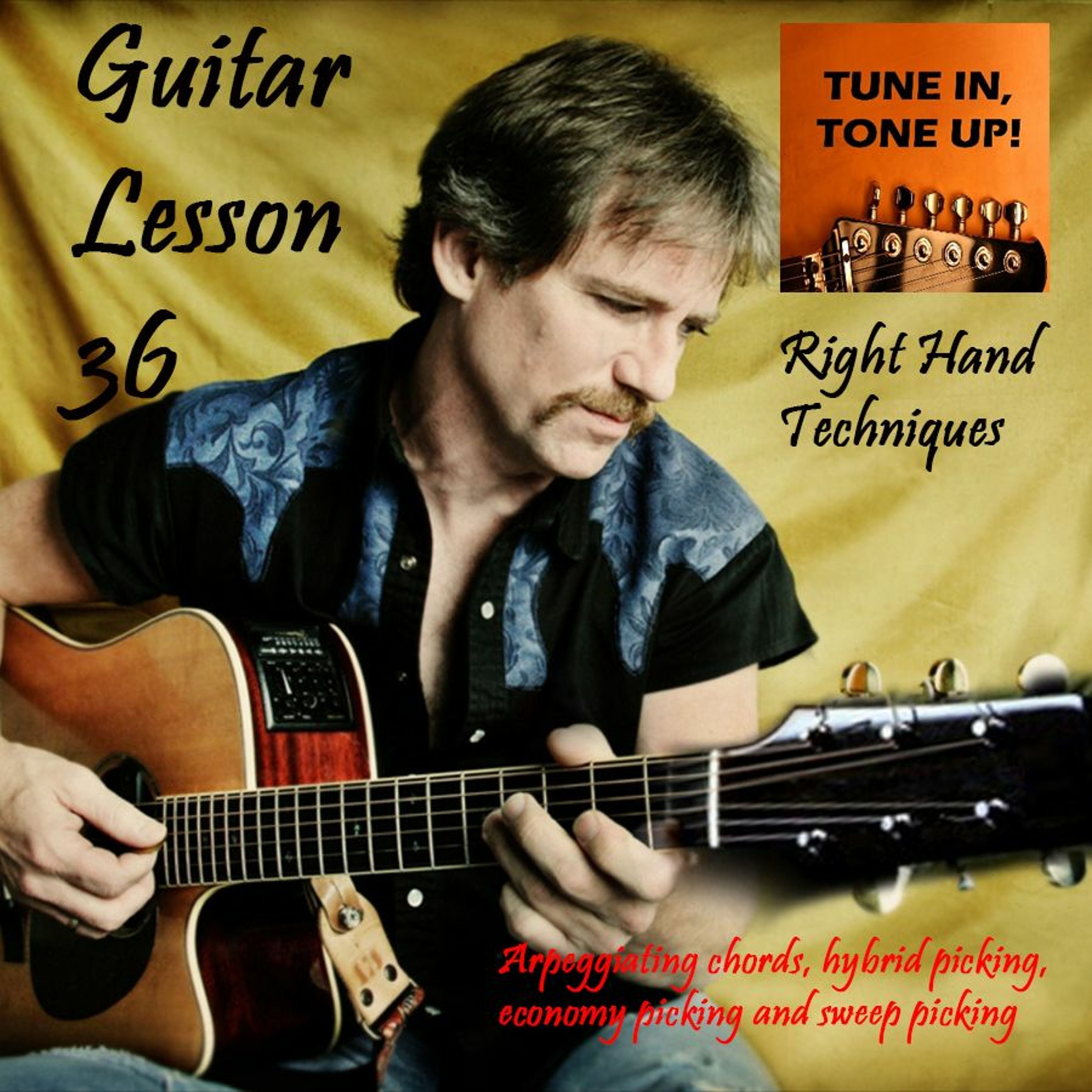 Guitar Lesson 36: Right hand techniques; rhythm, arpeggiating, hybrid, economy and sweep picking