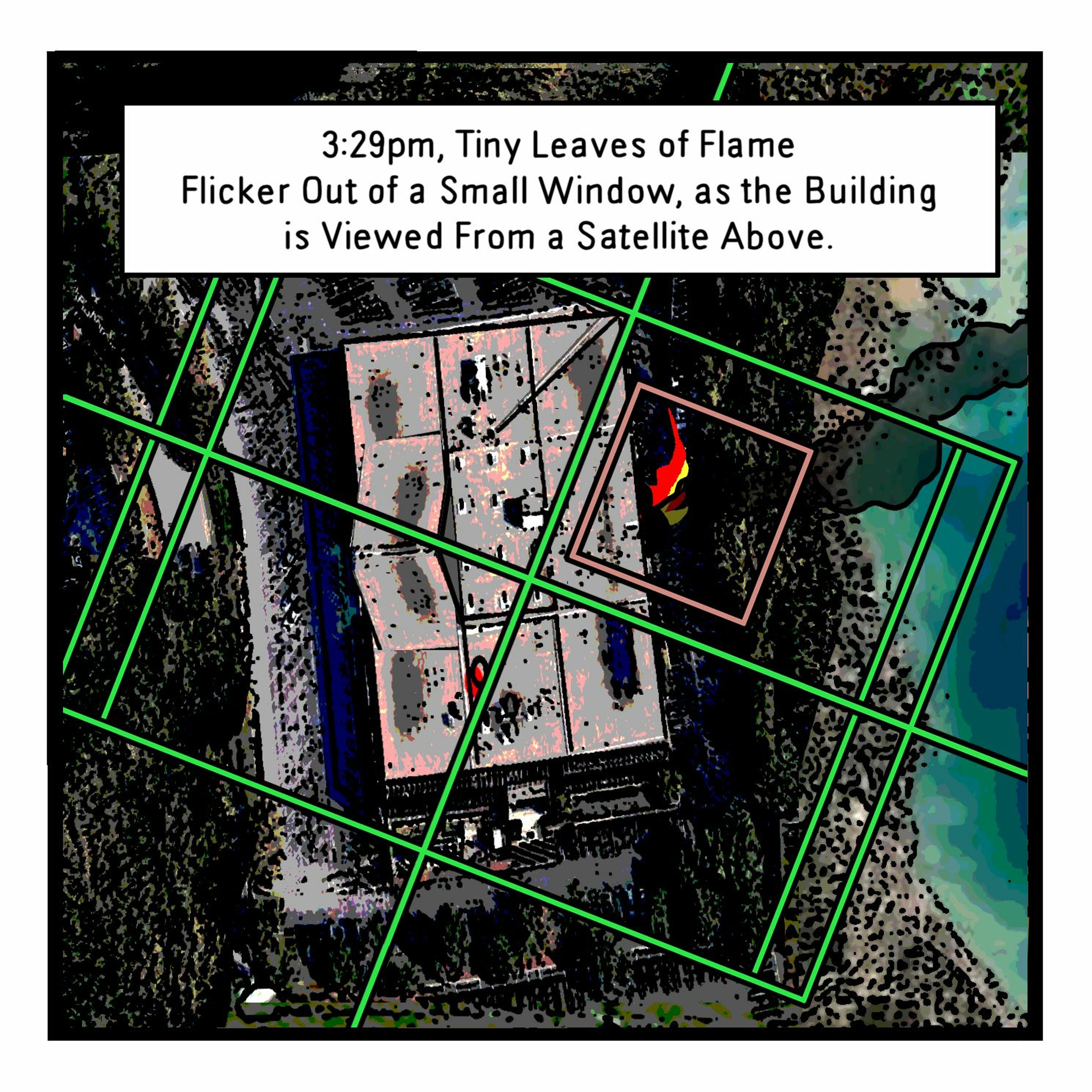 THE BUREAU: 3:29pm, Tiny Leaves of Flame Flicker out of a Small Window as the Building. episode artwork