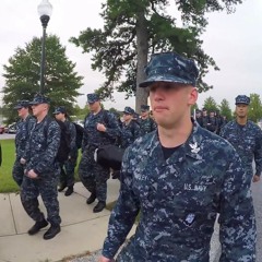Navy Public Affairs Student marching to B610 Cadence