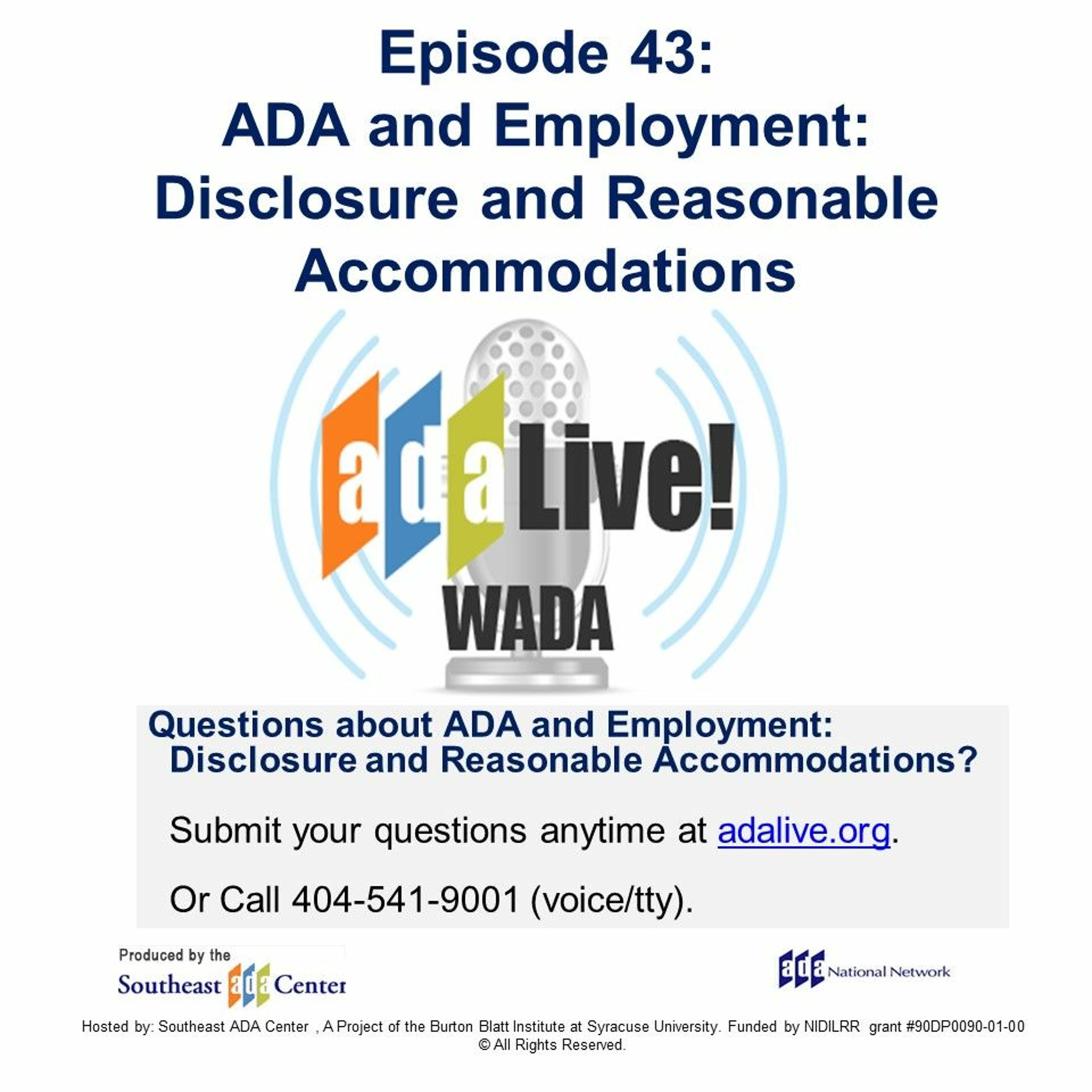Episode 43: ADA and Employment: Disclosure and Reasonable Accommodations episode artwork