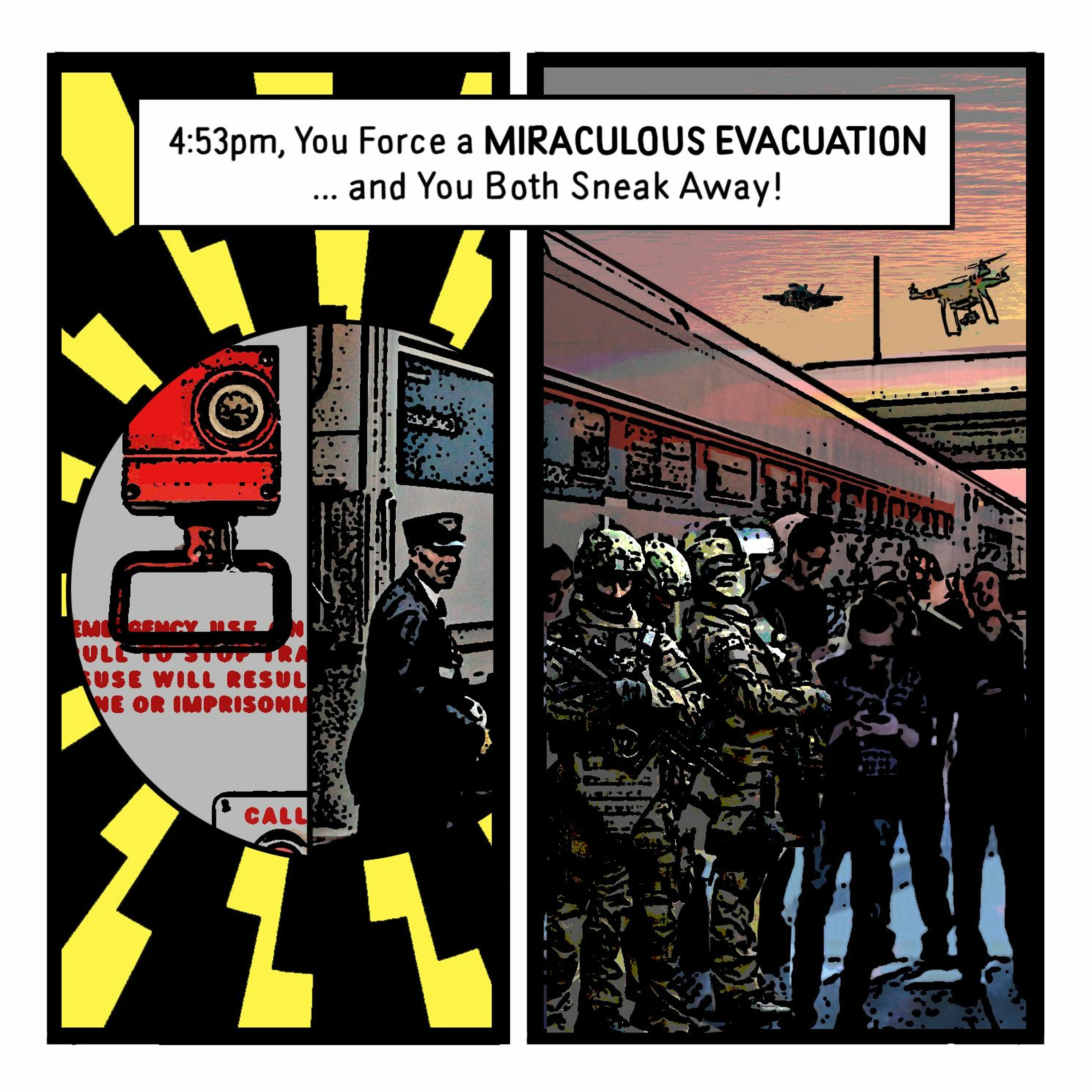 THE BUREAU: 4:53pm, You Force a Miraculous Evacuation of the Train ... and You Both Sneak Away! episode artwork