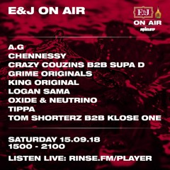 E&J On Air Takeover: Logan Sama with Grime Originals - Saturday 15th September 2018