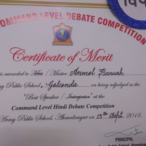 Debate Competition Certificate