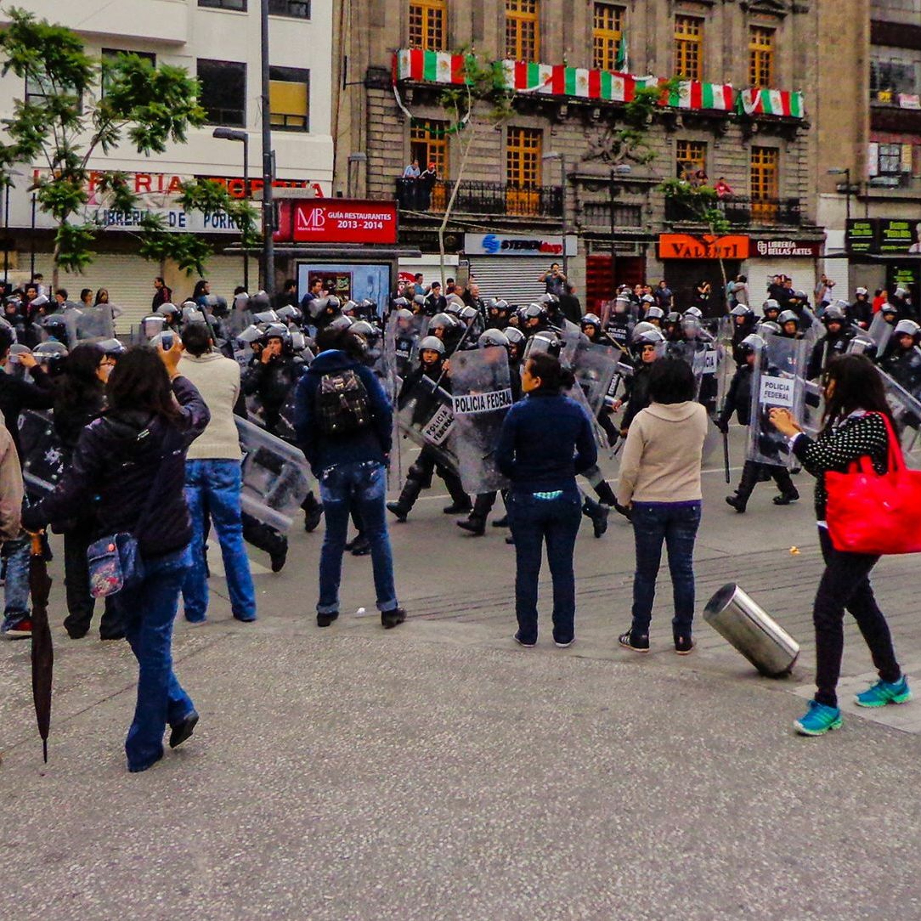 Confrontation with the police in Mexico City
