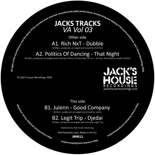 Jacks Tracks Va Vol 3 Vinyl Only Coming In January 19 By Jack S House Recordings