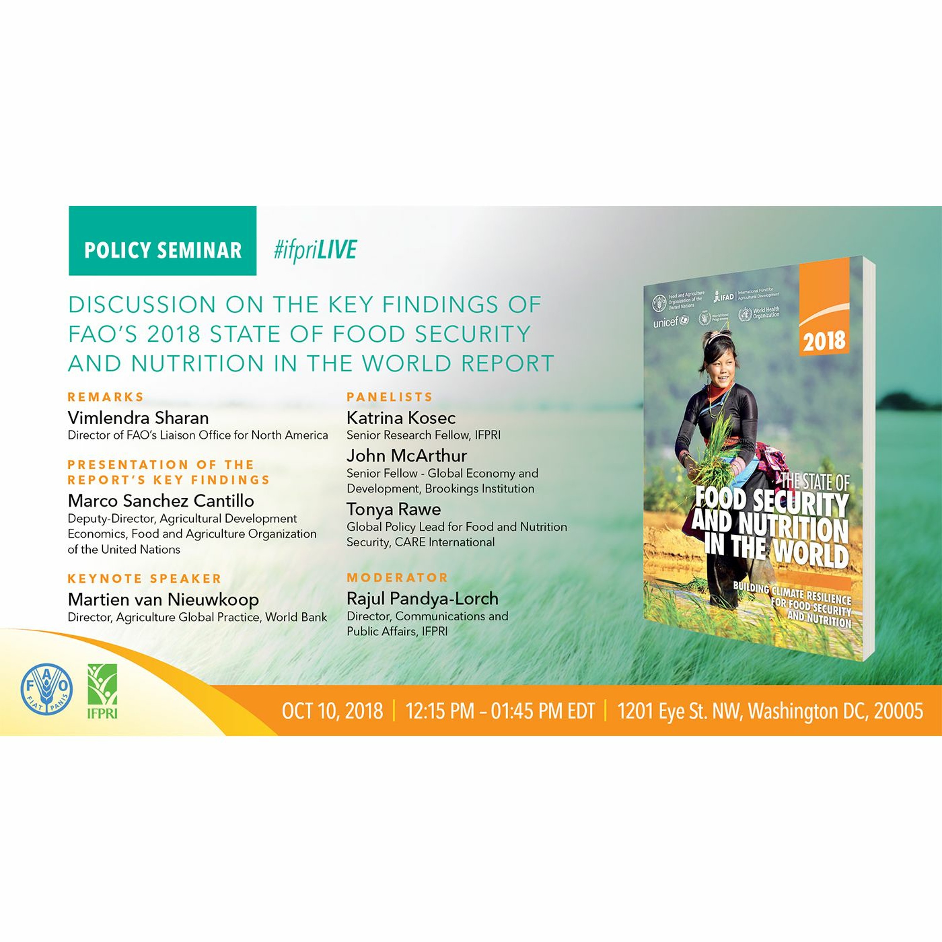IFPRI Policy Seminar:  Key Findings of FAO’s 2018 SOFI Report - 10/10/2018 - VSharan episode artwork