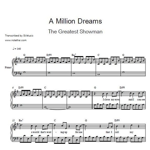 Stream A Million Dreams piano sheet music by Notepiano | Listen online for  free on SoundCloud