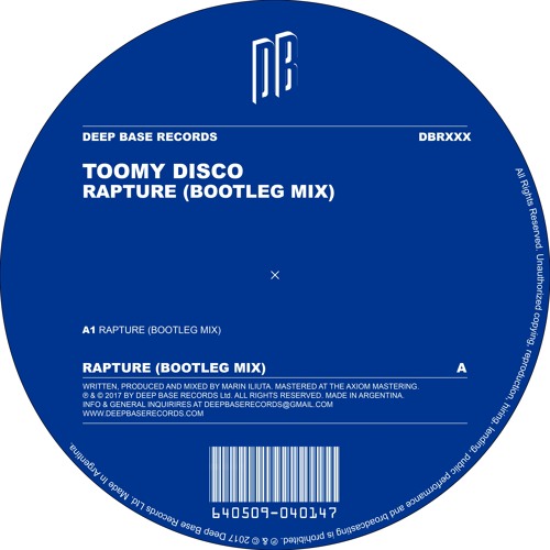 Stream Toomy Disco Rapture (Bootleg Mix) [DBRXXX] by Toomy Disco