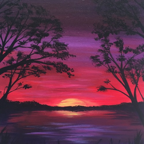 Pink sunset Painting by Nafeesa Kulsum