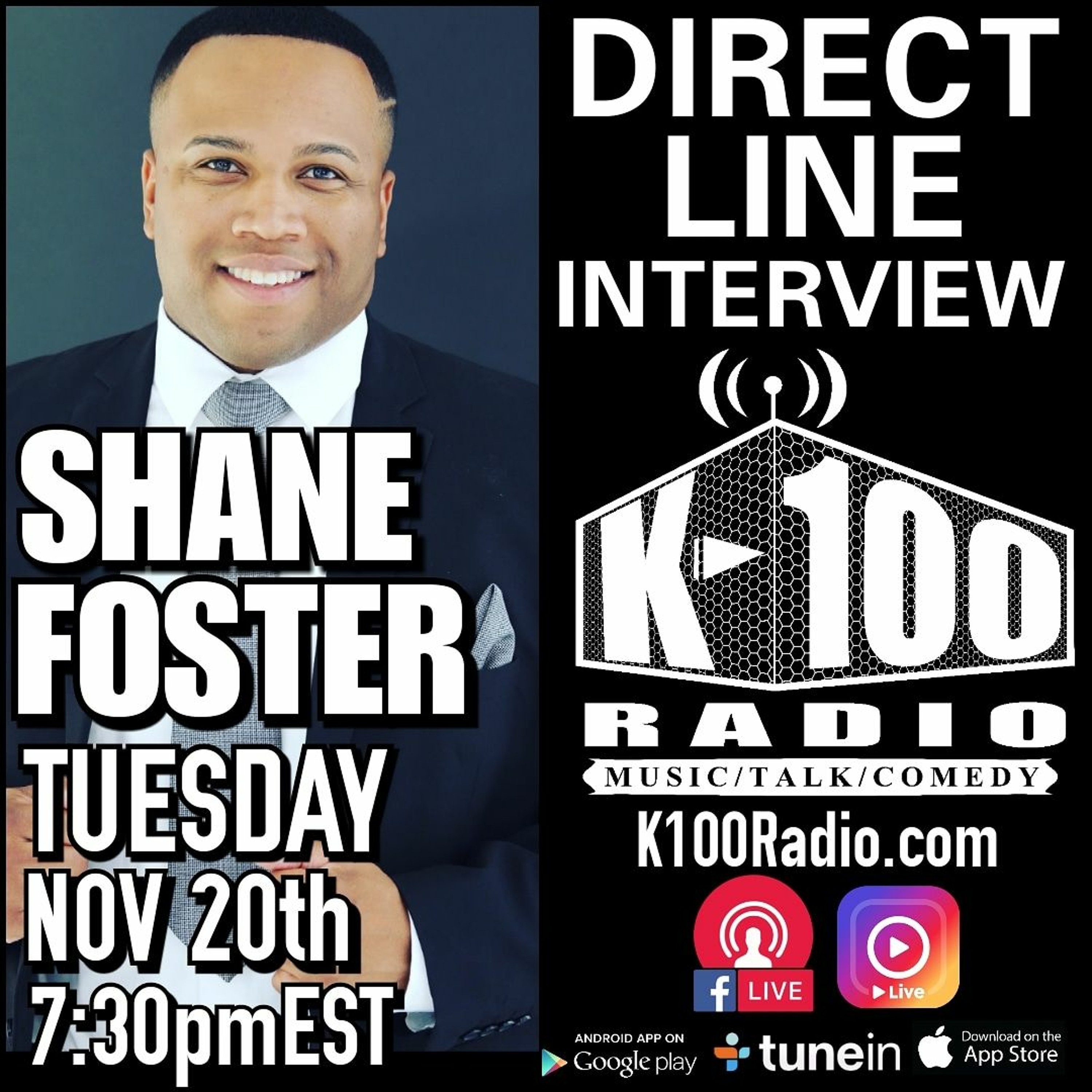 Direct Line Interview with SHANE FOSTER on K-100 Radio episode artwork