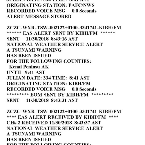 Tsunami alert seward
