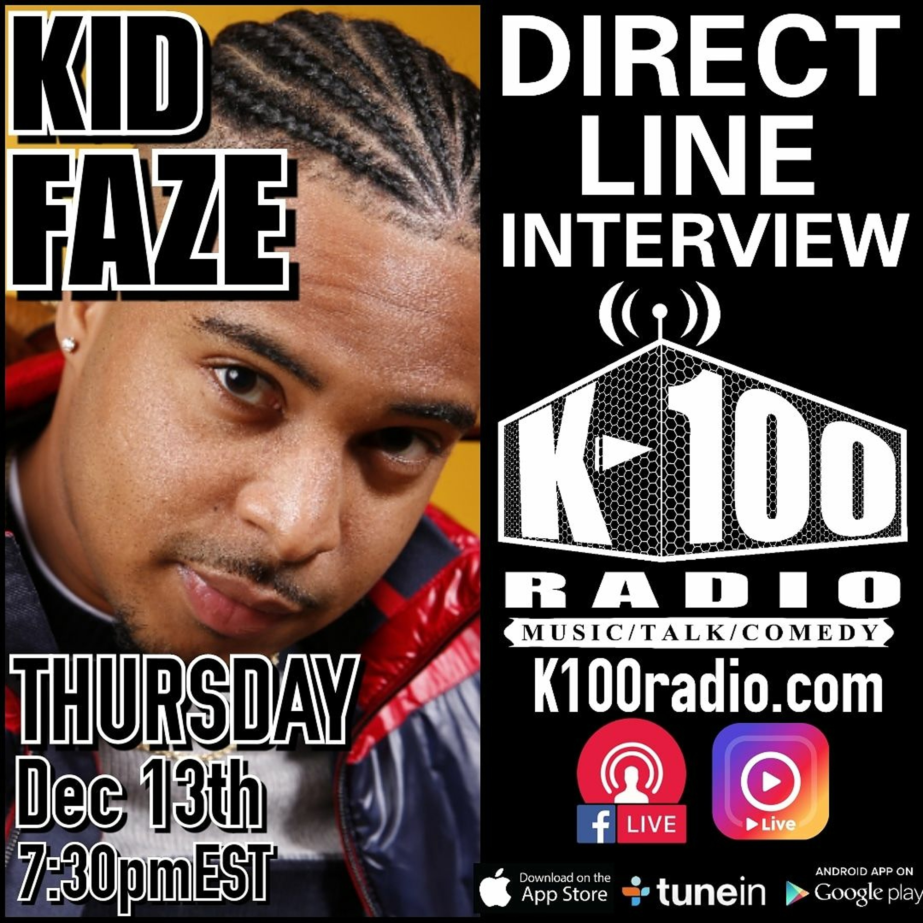 Direct Line Interview with Kid Faze on K-100 Radio episode artwork