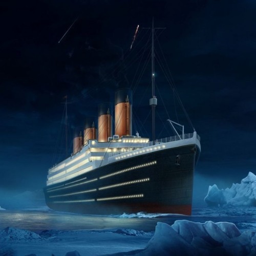 Titanic hurtling through the fog to reach New York  before the coal runs out