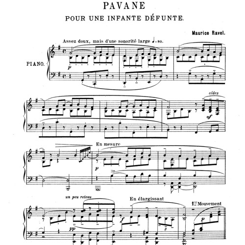 Maurice Ravel Pavane Pour Une Infante Défunte, 19 Sheet Music For Piano  (Solo) | ovvio.com