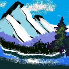 like something bob ross would paint