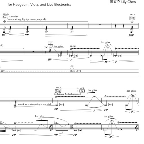 Shimmering in the Air: for haegeum, viola, and electronics (2018)