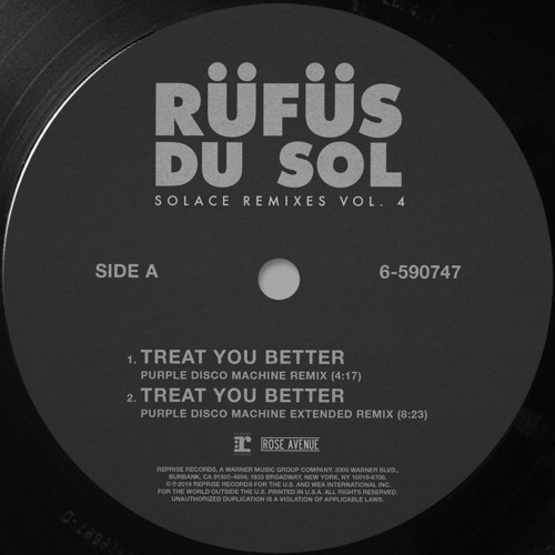 Stream Treat You Better - Purple Disco Machine Remix by RÜFÜS DU SOL |  Listen online for free on SoundCloud