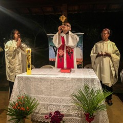 Mass for Sao Sebastian, outside during the night, in the countryside of Minas Gerais (Brasil)