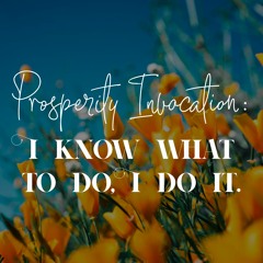 Prosperity Invocation 4: I Know What To Do, I Do It